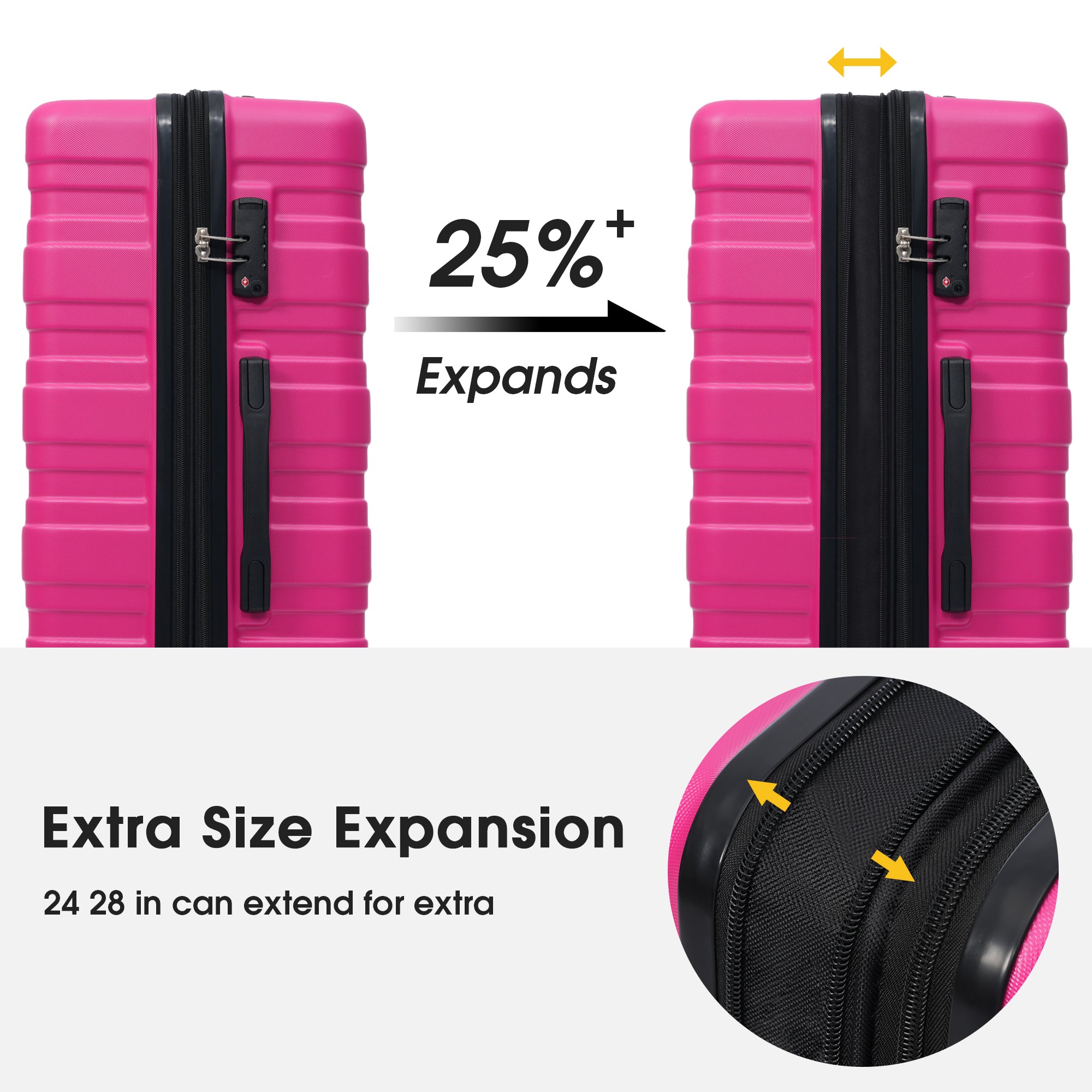 Merax Luggage with TSA Lock Spinner Wheels Hardside pink-abs