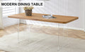A Modern Minimalist Wooden Table With Acrylic Legs And Rectangular Tables. Computer Desk. Dining Table. Suitable For Restaurants, Living Rooms, And Kitchens. F 1298 Wood Mdf