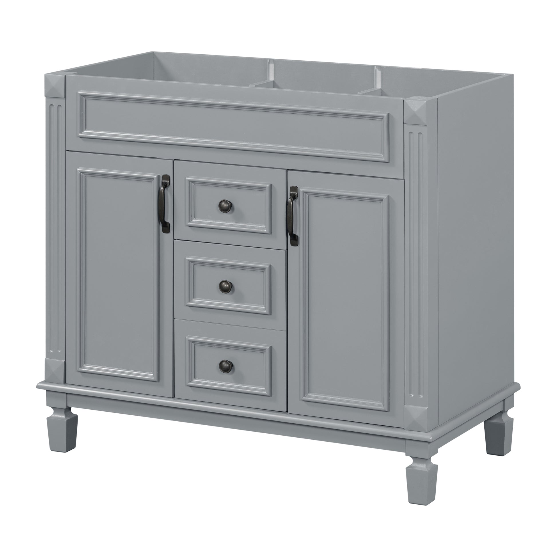 36'' Bathroom Vanity Without Top Sink, Cabinet Only, Modern Bathroom Storage Cabinet With 2 Soft Closing Doors And 2 Drawers Not Include Basin Sink Grey Bathroom Mdf