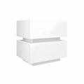 White Color High Glossy 2 Drawers Bedside Table With Rgb Led Light Nightstand With Bluetooth Control White White 2 Drawers Bedroom Drawers Lacquer Melamine