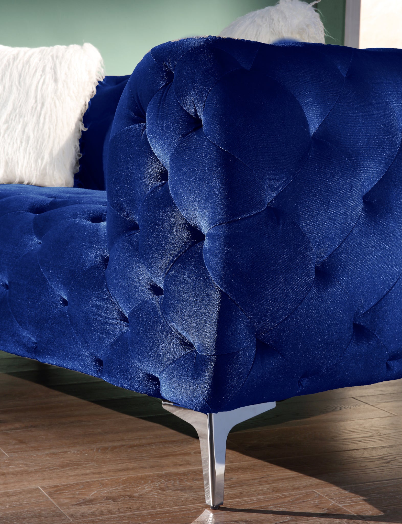Blue Plush Loveseat Furniture Cover for Ultimate blue-velvet