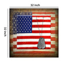 Canvas American Flag With Necklace Wall Print, Small, Multicolor Multicolor Wood Fabric