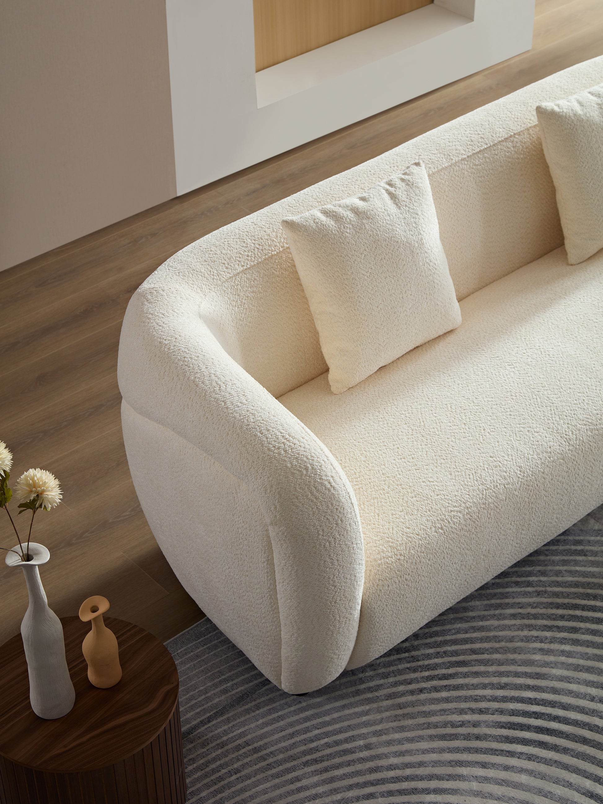 Wks6 White Color Plush Sofa, 88.89* 35.04* 28.74 White Luxury Fabric