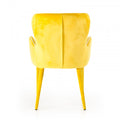 33 Inch Wingback Dining Chair With High Curvy Arms, Yellow Fabric Yellow Fabric Metal