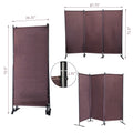 6 Ft Modern Room Divider, 3 Panel Folding Privacy Screen W Metal Standing, Portable Wall Partition, Brown Brown Metal