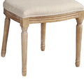 24 Inch Distressed Wood Dining Chair, Beige Fabric,Set Of 2, Natural Brown Beige Brown Wood Fabric