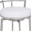 Curved Metal Back Counter Height Barstool With Flared Legs,White And Silver White Silver Fabric Metal