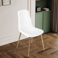 Fabric Dining Chairs Set Of 4, Upholstered Armless Accent Chairs, Classical Appearance And Metal Legs White Fabric