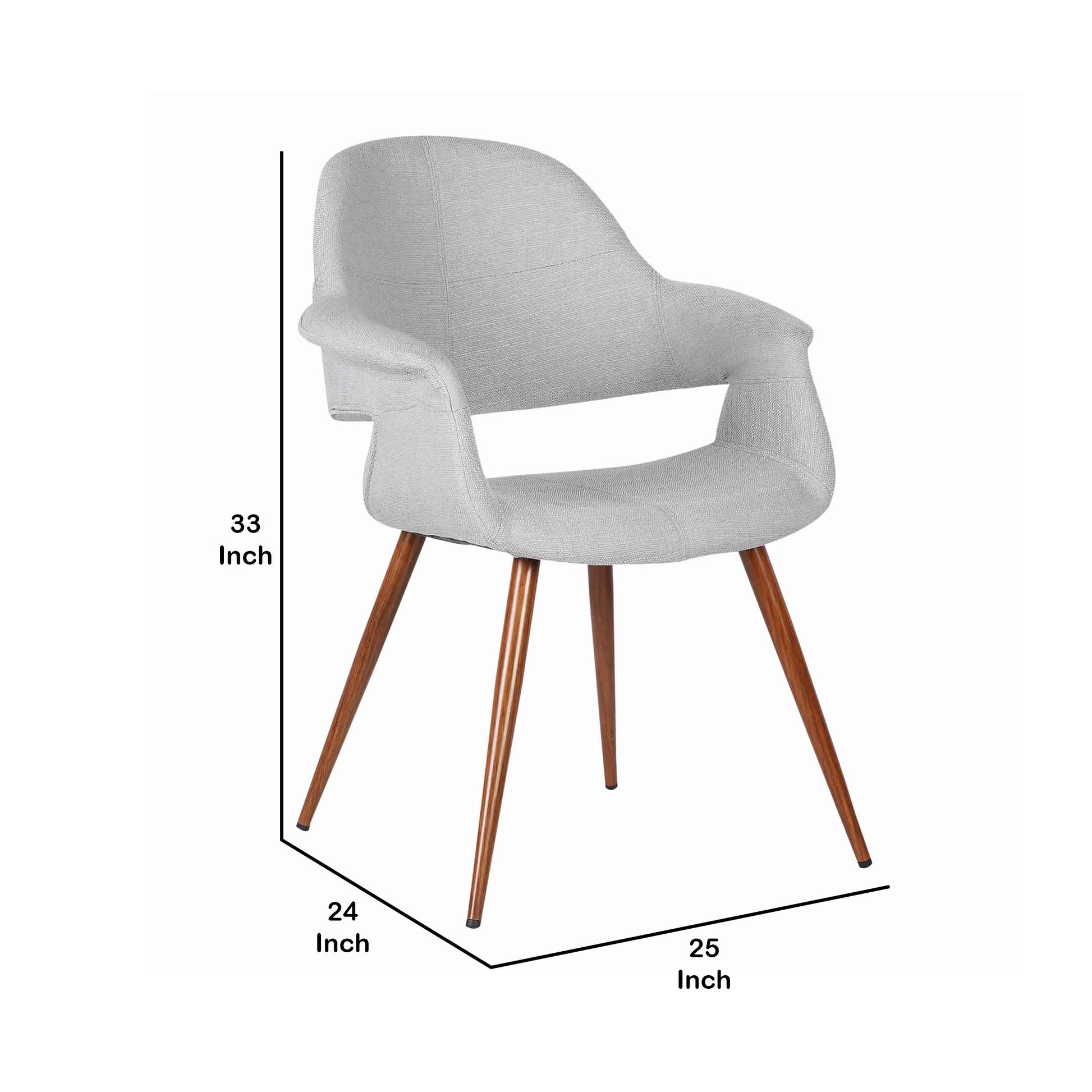 18 Inch Modern Dining Chair, Angled Tapered Legs, Gray And Brown Brown Gray Wood Fabric