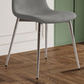 Fabric Dining Chairs Set Of 4, Upholstered Armless Accent Chairs, Classical Appearance And Metal Legs Grey Fabric