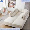 Oversized Modular Sectional Fabric Sofa Set With Waist Pillows, Extra Large U Shaped Couch With Reversible Chaise, 145 Inch Long, 6 Seat Modular Sofa With Ottamans Beige Light Brown Polyester Wood Primary Living Space Medium Soft Cushion Back Modern