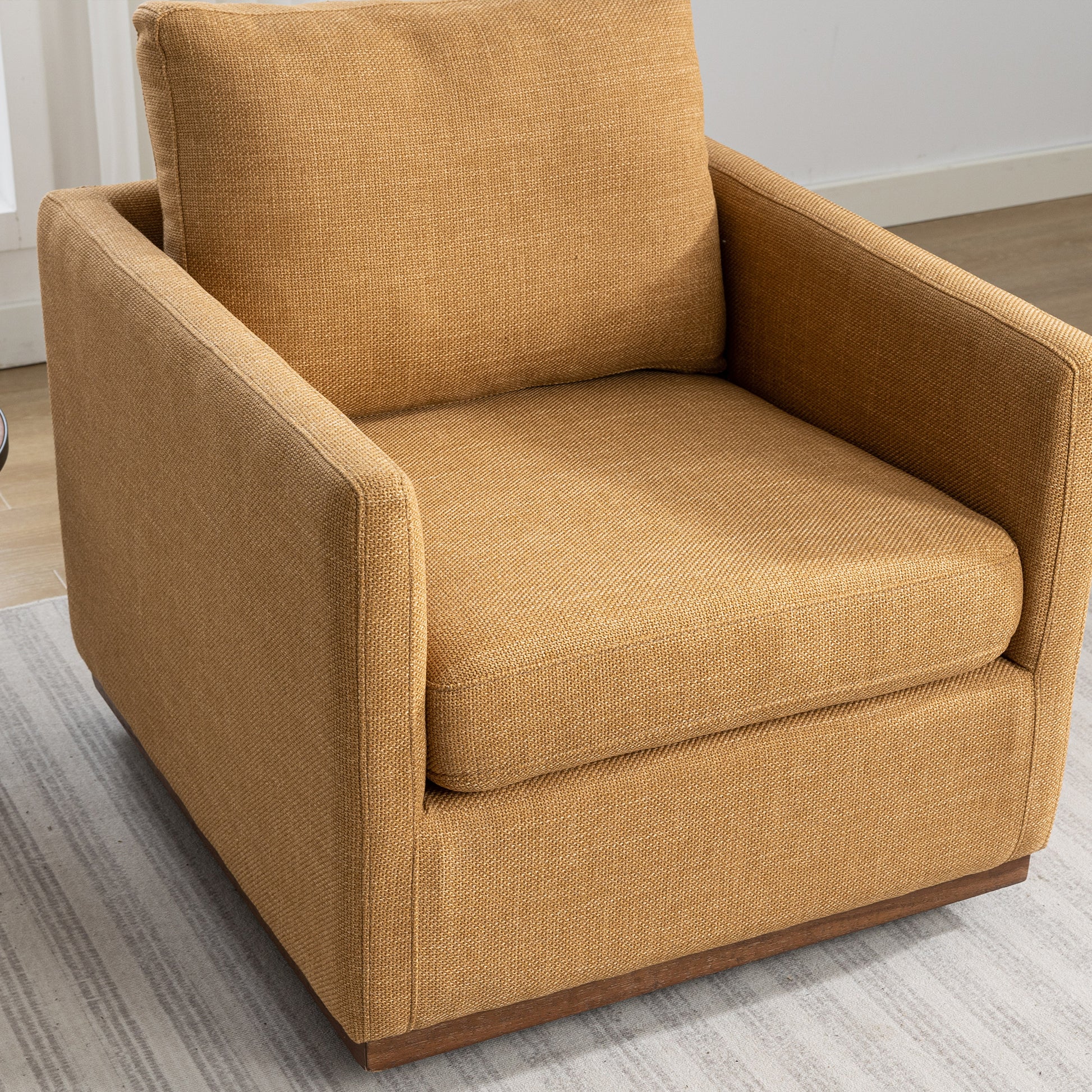 Mid Century Modern Swivel Accent Chair Armchair For Living Room, Bedroom, Guest Room, Office, Mustard Yellow 1 Mustard Yellow Linen