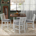 5 Piece Counter Height Dining Table Set In 2 Table Sizes With 4 Folding Leaves And 4 Upholstered Chairs For Dining Room Espresso White Gray Cushion Upholstered Chair Wood Espresso White Seats 4 Wood Dining Room Drop Leaf Folding American