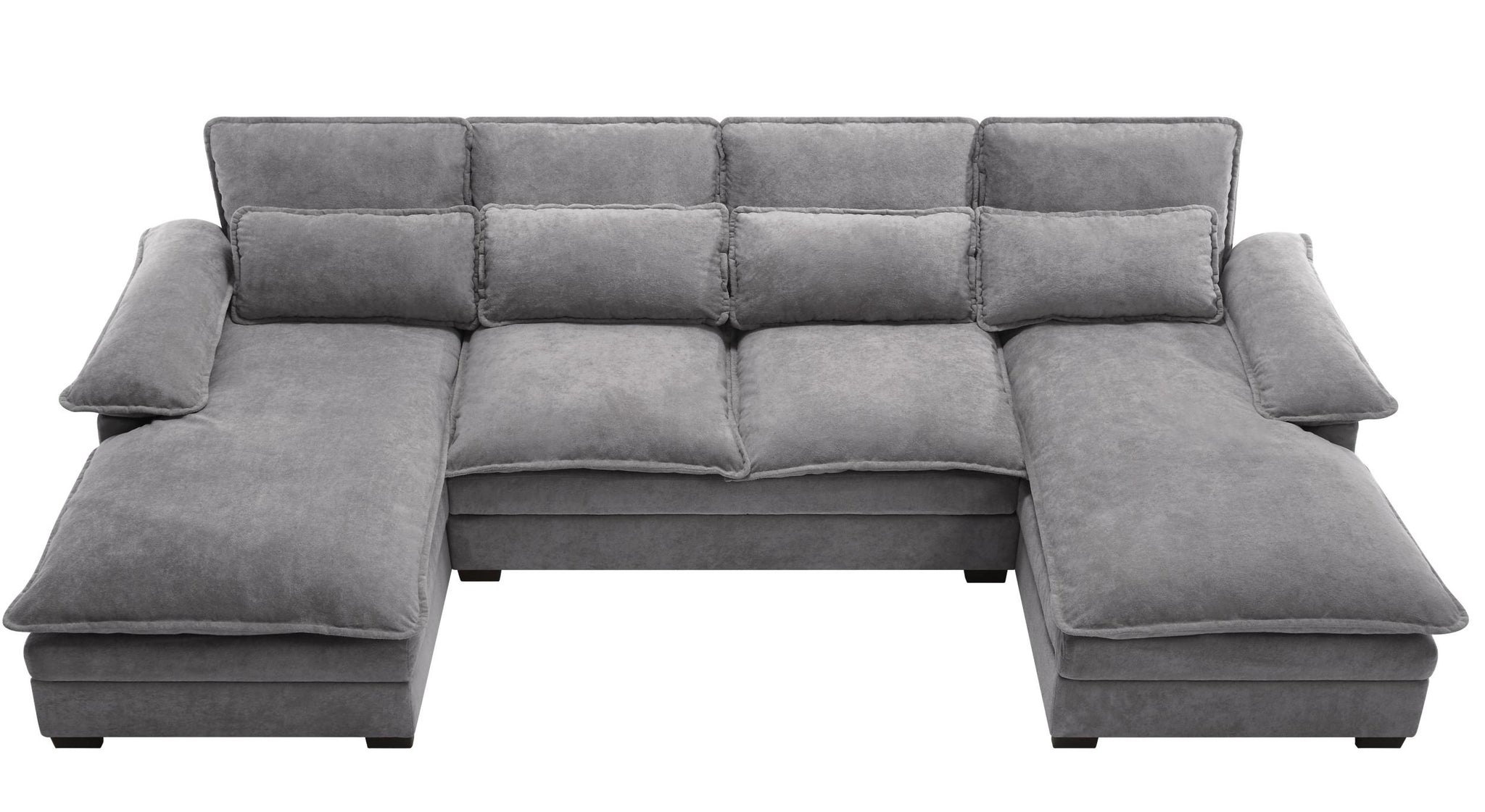 U Shaped Modular Sectional Sofa 6 Deap Seats Corne gray-light brown-polyester-wood-primary living