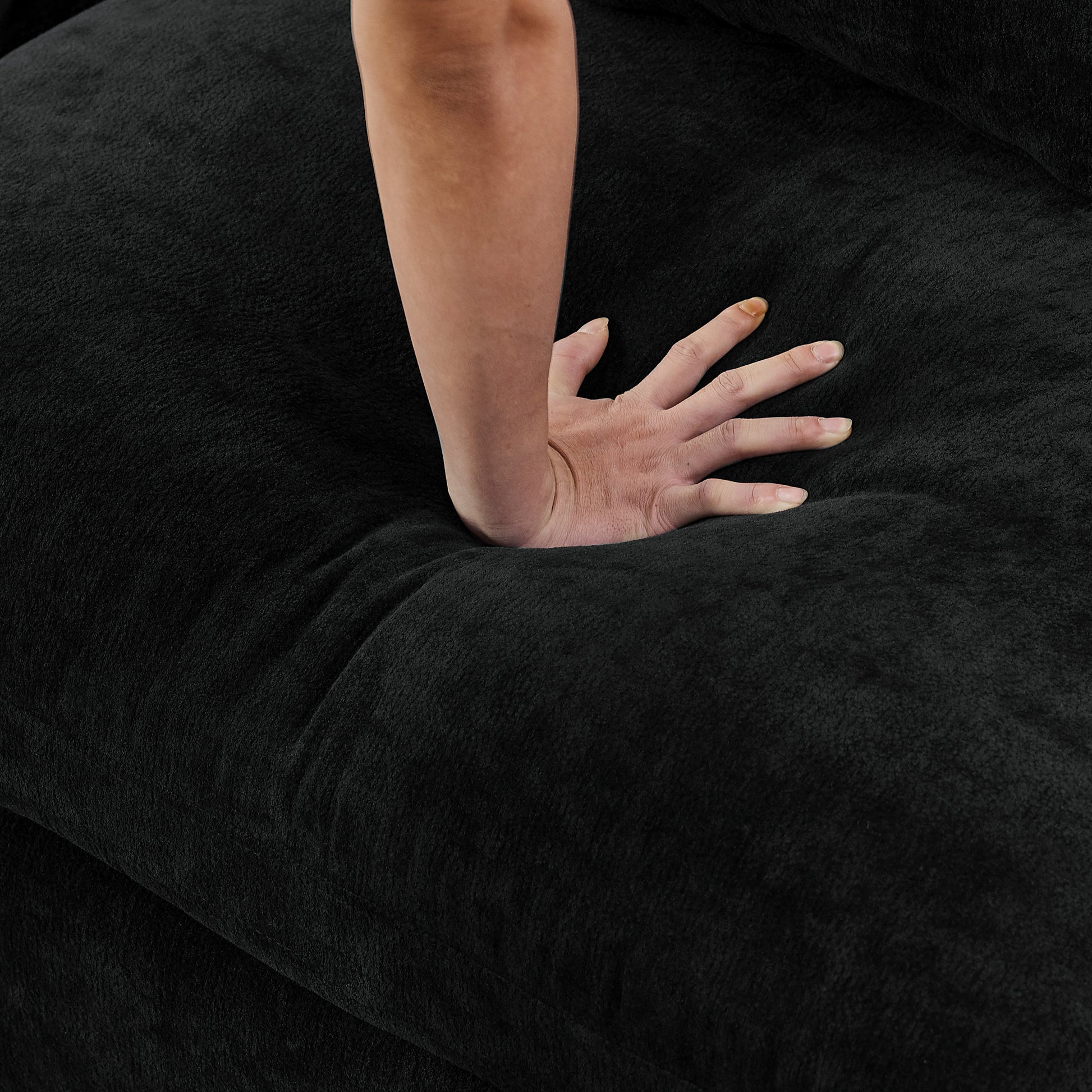 6 Seats Modular L Shaped Sectional Sofa With Ottoman,10 Pillows, Oversized Upholstered Couch W Removabled Down Filled Seat Cushion For Living Room, Chenille Black Black Chenille Wood Primary Living Space Soft Pillow Back Eucalyptus Square Arms Foam