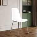 Fabric Dining Chairs Set Of 4, Upholstered Armless Accent Chairs, Classical Appearance And Metal Legs White Fabric Metal