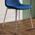 Fabric Dining Chairs Set Of 4, Upholstered Armless Accent Chairs, Classical Appearance And Metal Legs Blue Fabric