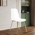 Fabric Dining Chairs Set Of 4, Upholstered Armless Accent Chairs, Classical Appearance And Metal Legs White Fabric Metal