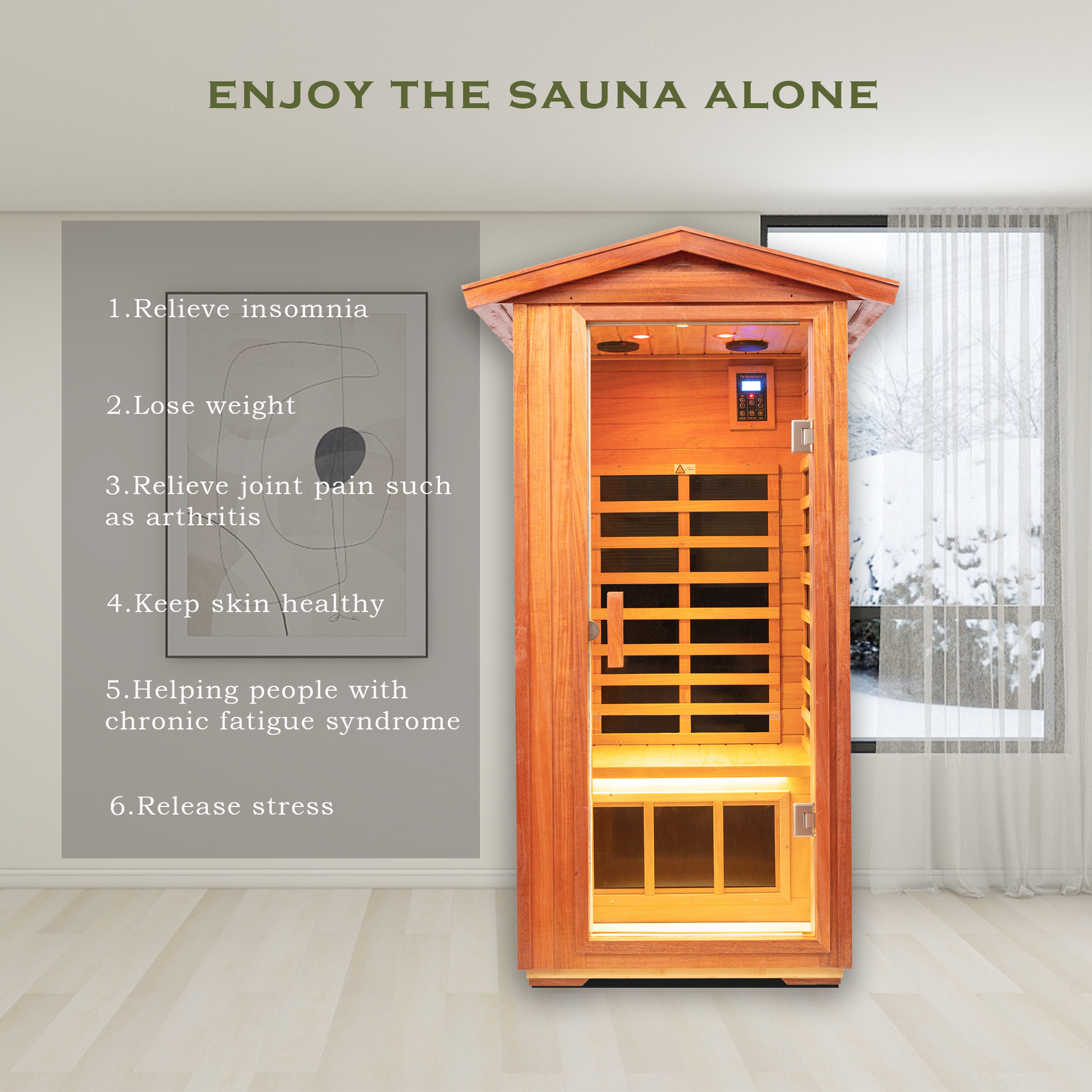 One Person Far Infrared Khaya Outdoor Sauna Room