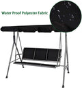 3 Person Outdoor Swing Chair Adjustable Canopy Hammock Seats, Patio Porch Garden Swing, Black Black Metal
