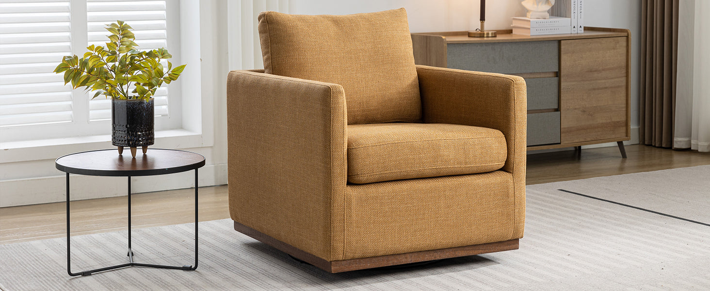 Mid Century Modern Swivel Accent Chair Armchair For Living Room, Bedroom, Guest Room, Office, Mustard Yellow 1 Mustard Yellow Linen