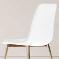 Fabric Dining Chairs Set Of 4, Upholstered Armless Accent Chairs, Classical Appearance And Metal Legs White Fabric Metal