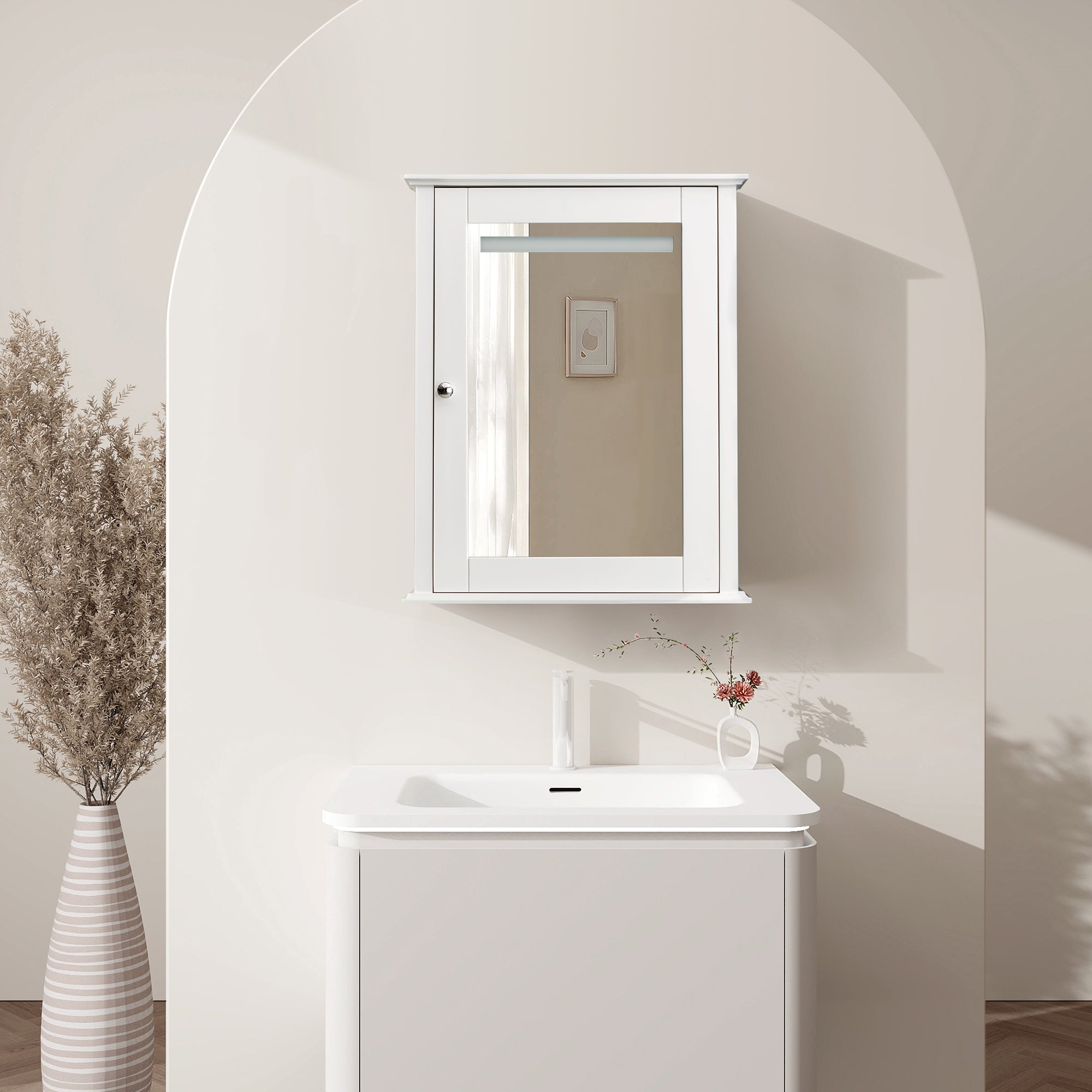 Bathroom Storage Mirror Cabinet Wall Mounted white-1-2-adjustable shelves-bathroom-wall