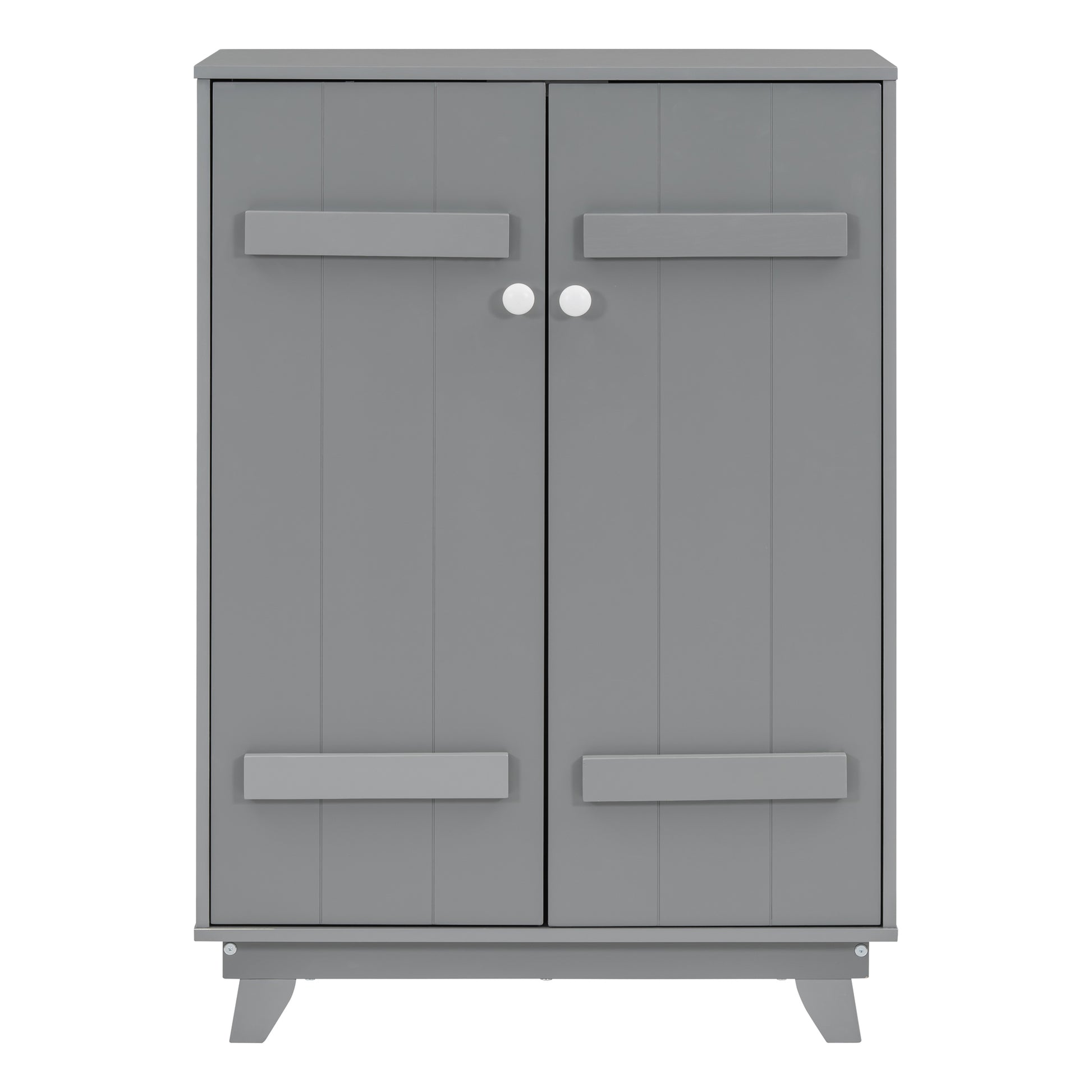 Wooden Wardrobe Cabinet With Hanging Rod, Storage Armoires With Doors,Gray Gray Solid Wood