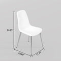 Fabric Dining Chairs Set Of 4, Upholstered Armless Accent Chairs, Classical Appearance And Metal Legs White Fabric Metal