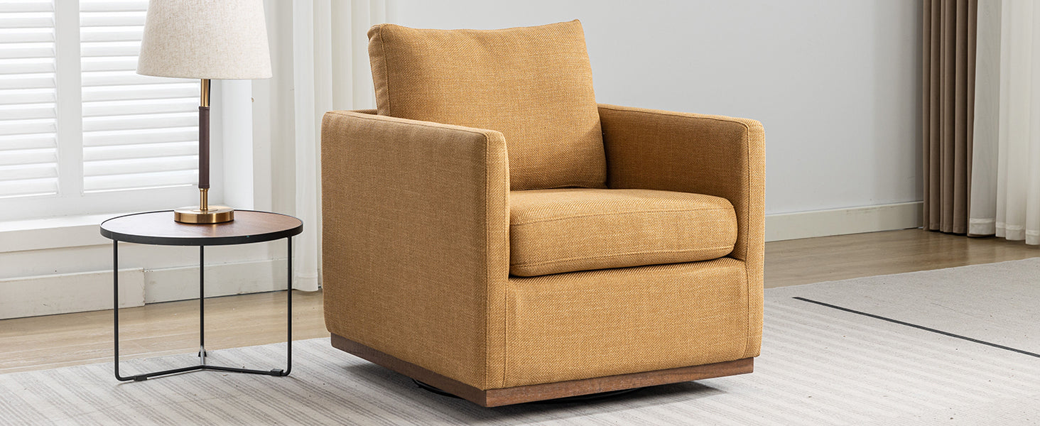 Mid Century Modern Swivel Accent Chair Armchair For Living Room, Bedroom, Guest Room, Office, Mustard Yellow 1 Mustard Yellow Linen