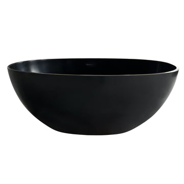 1400Mm Free Standing Artificial Stone Solid Surface Bathtub Matte Black Matte Black Oval Bathroom Freestanding Tubs Matte Less Than 59 In Classic,Luxury,Modern Soaking Center Solid Surface Solid Surface