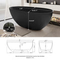 1500Mm Small Size Solid Surface Stone Bathroom Freestand Bathtub Matte Black Matte Black Oval Bathroom Freestanding Tubs Matte 59 61 In Chinese,Luxury,Modern Soaking Center Solid Surface Solid Surface