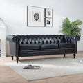 83.66 Inch Width Traditional Square Arm Removable Cushion 3 Seater Sofa Black Pu