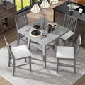 5 Piece Counter Height Dining Table Set In 2 Table Sizes With 4 Folding Leaves And 4 Upholstered Chairs For Dining Room Gray Beige Cushion Upholstered Chair Wood Gray Beige Seats 4 Wood Dining Room Drop Leaf Folding American Traditional,Antique Acacia 4