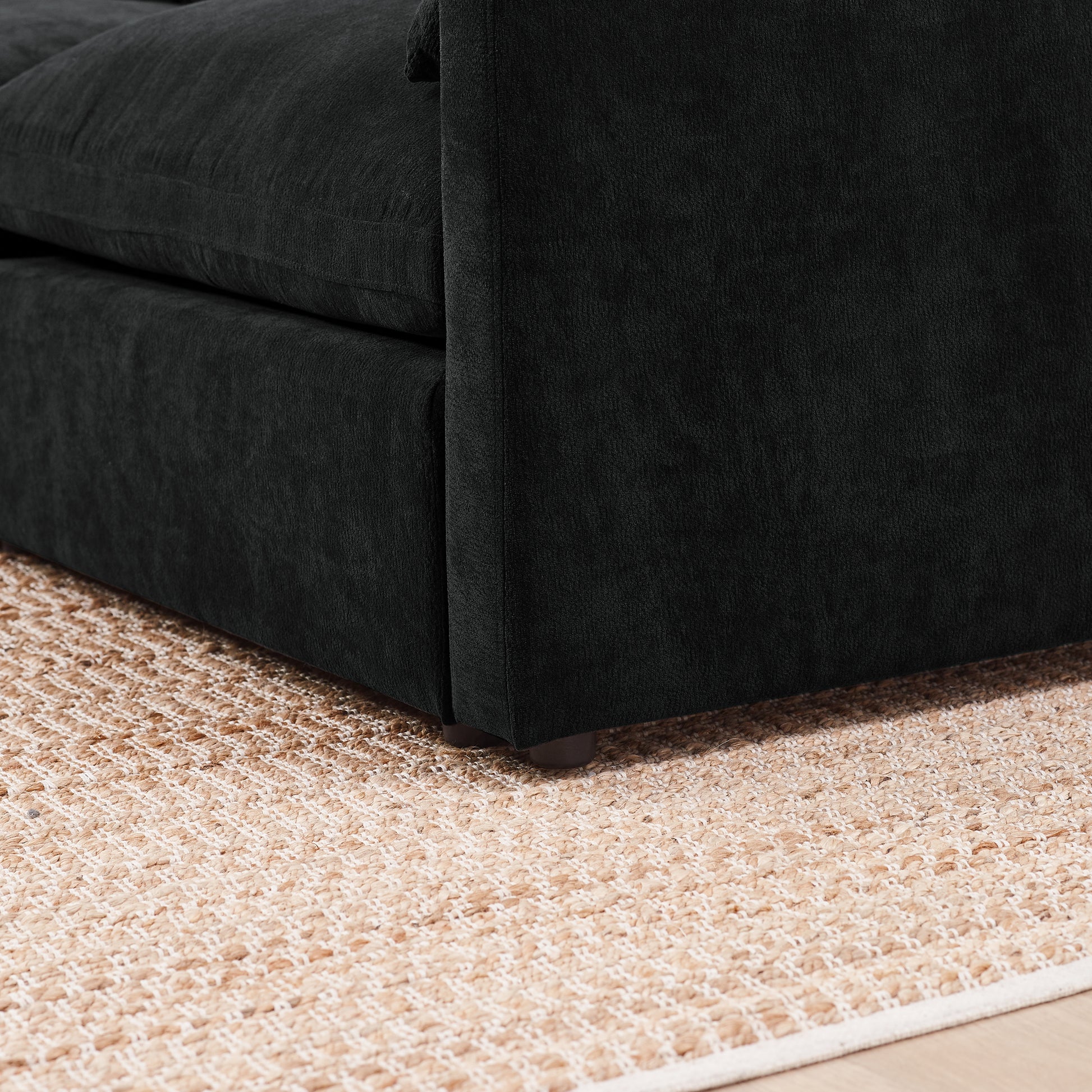 6 Seats Modular L Shaped Sectional Sofa With Ottoman,10 Pillows, Oversized Upholstered Couch W Removabled Down Filled Seat Cushion For Living Room, Chenille Black Black Chenille Wood Primary Living Space Soft Pillow Back Eucalyptus Square Arms Foam