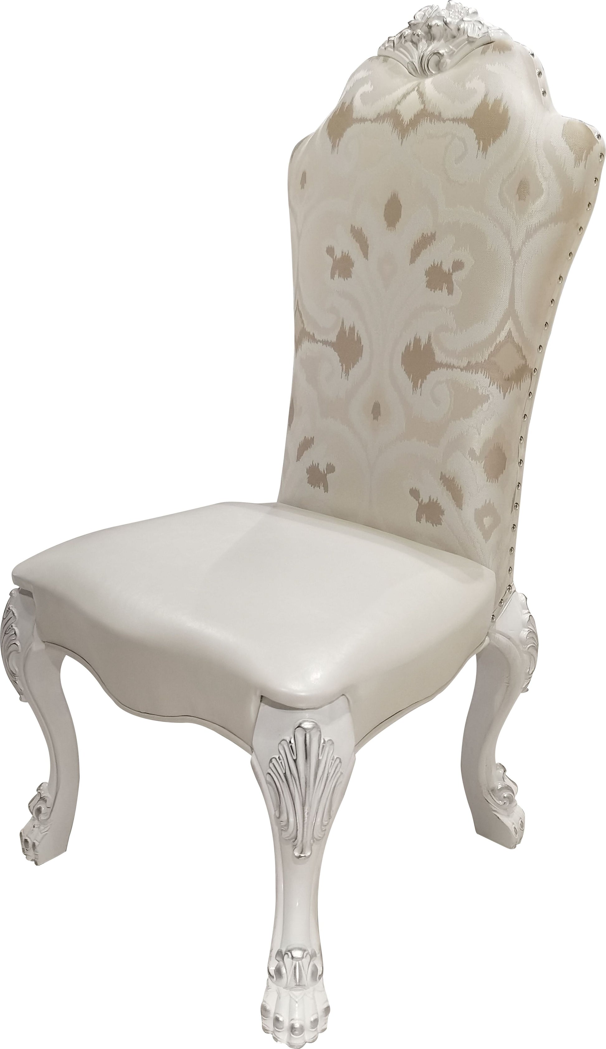 Dresden Side Chair Set 2 , Fabric & Bone White Finish Dn02242 White Fabric