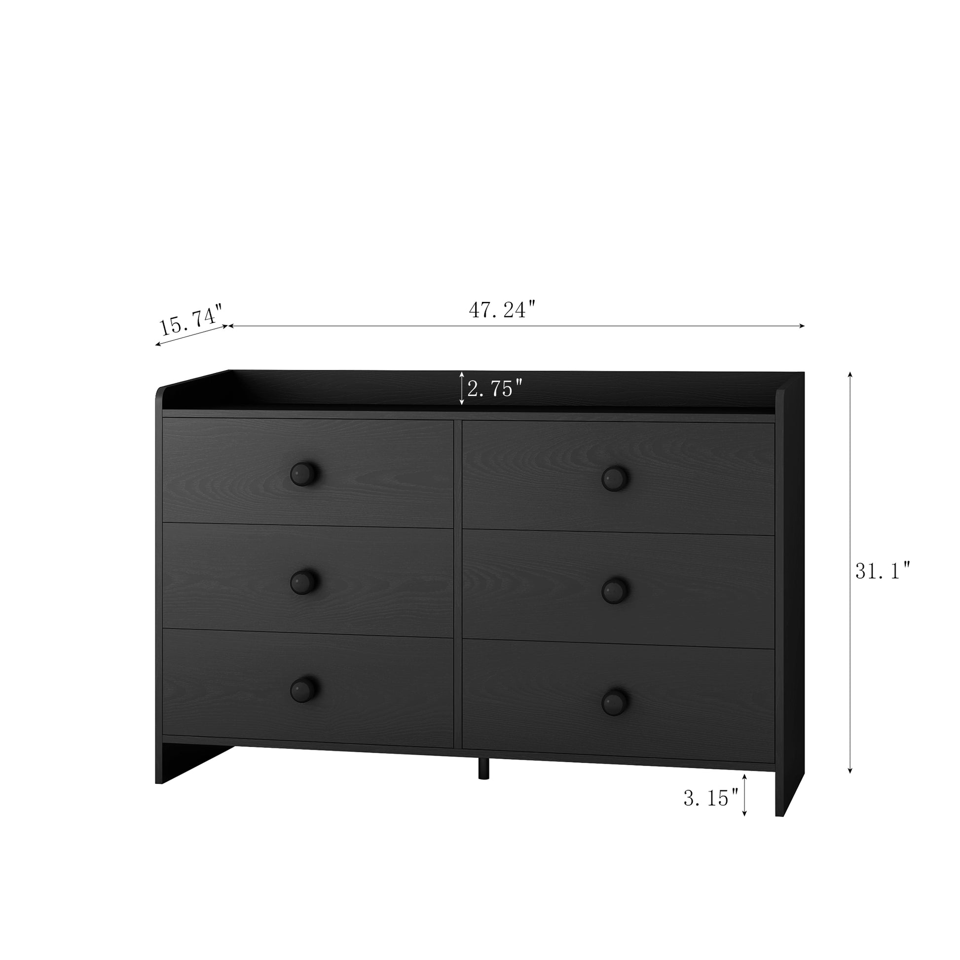 Chest Of Drawers Black Dresser6 Drawer Chest With