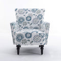 Armchair Modern Accent Sofa With Linen Surface,Leisure Chair With Solid Wood Feet For Living Room Bedroom Studio,White Blue White Line Primary Living Space Modern Upholstered Linen