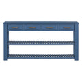 Stylish Entryway Console Table With 4 Drawers And 2 Shelves, Suitable For Entryways, Living Rooms. Navy Blue Mdf