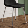 Fabric Dining Chairs Set Of 4, Upholstered Armless Accent Chairs, Classical Appearance And Metal Legs Black Fabric Metal