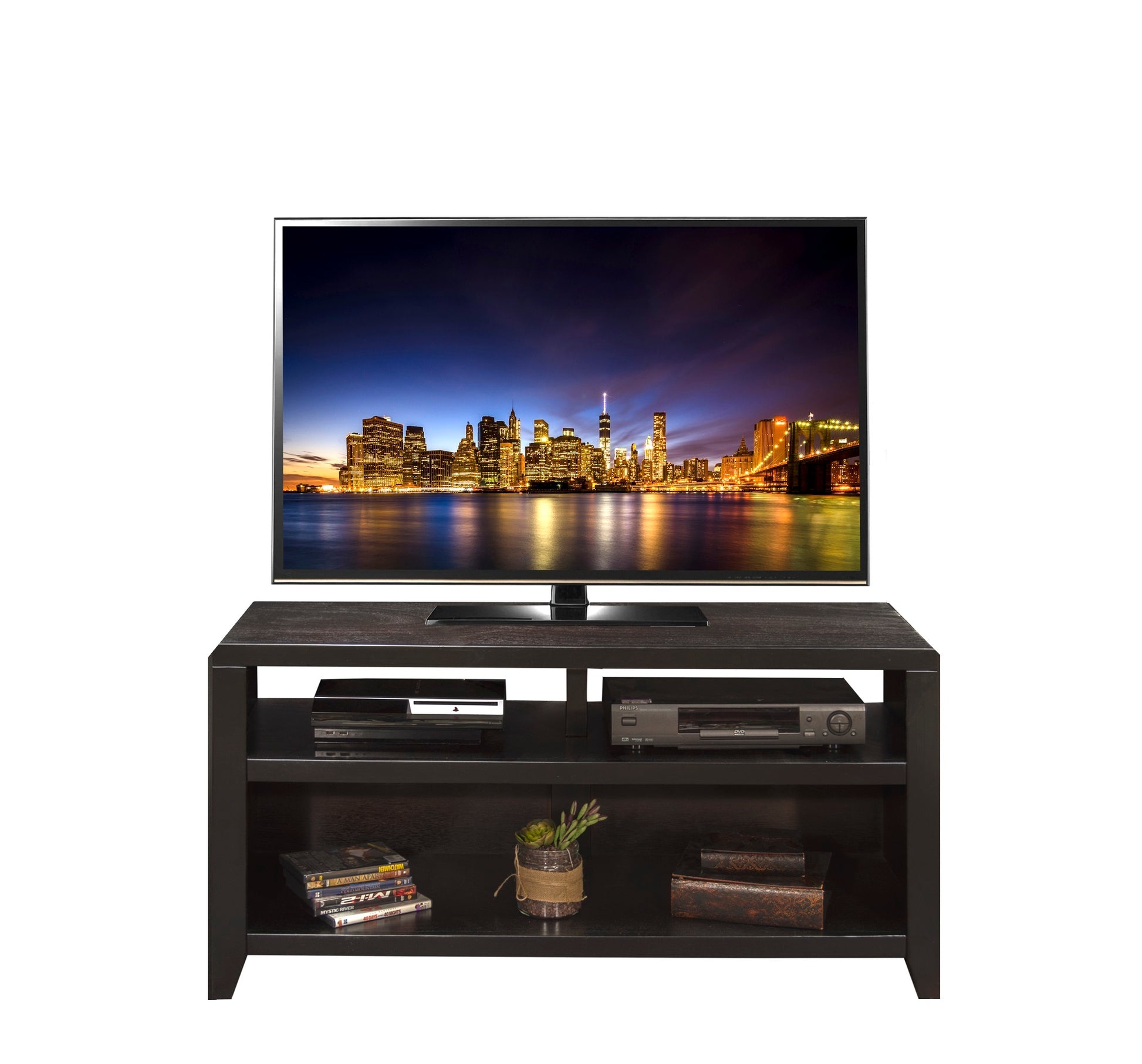 Urban Loft 48 Inch Tv Stand For Tvs Up To 55 Inches, No Assembly Required, Mocha Finish Brown Espresso Primary Living Space 55 Inches 50 59 Inches Contemporary,Modern,Transitional Poplar 55 Inches Wood