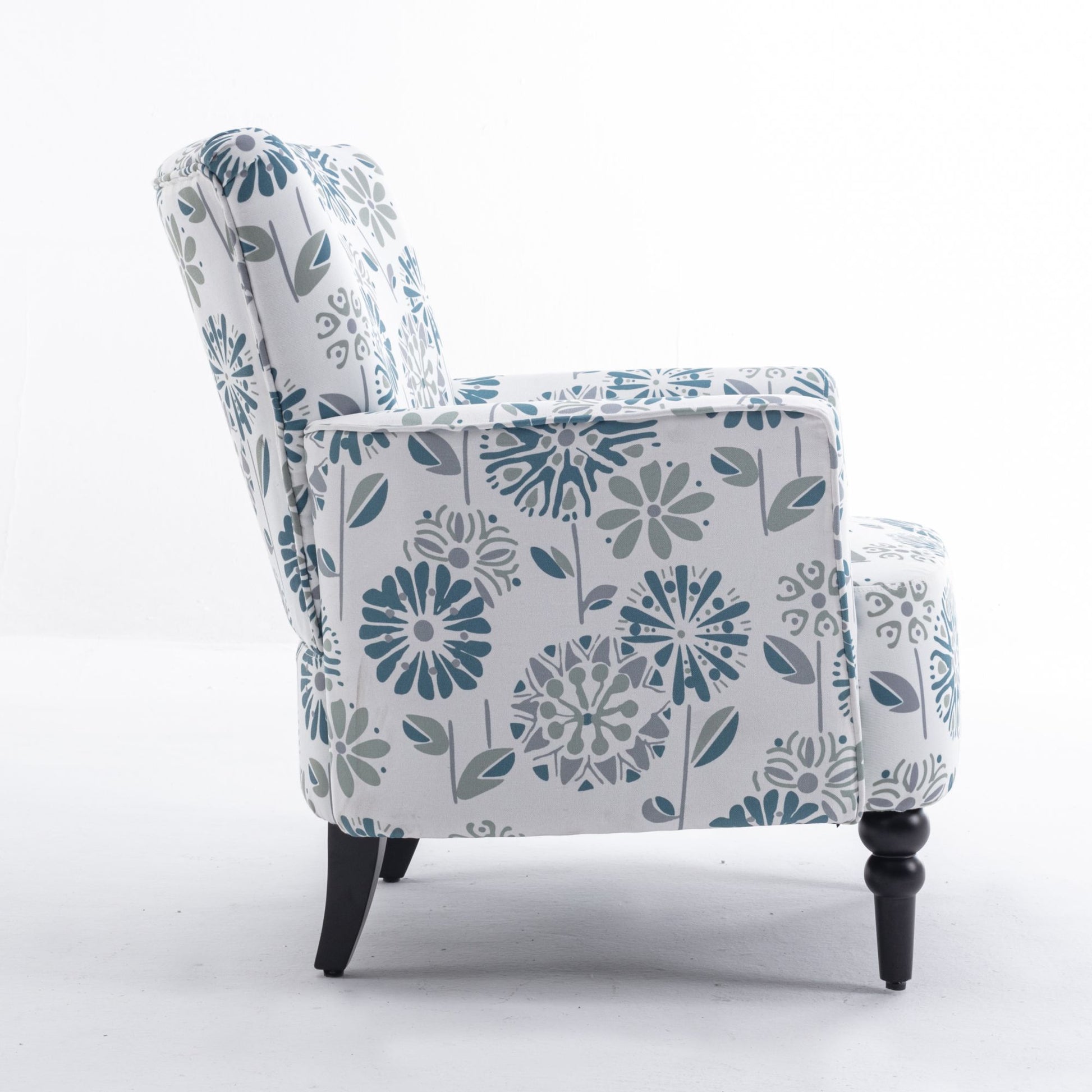 Armchair Modern Accent Sofa With Linen Surface,Leisure Chair With Solid Wood Feet For Living Room Bedroom Studio,White Blue White Line Primary Living Space Modern Upholstered Linen