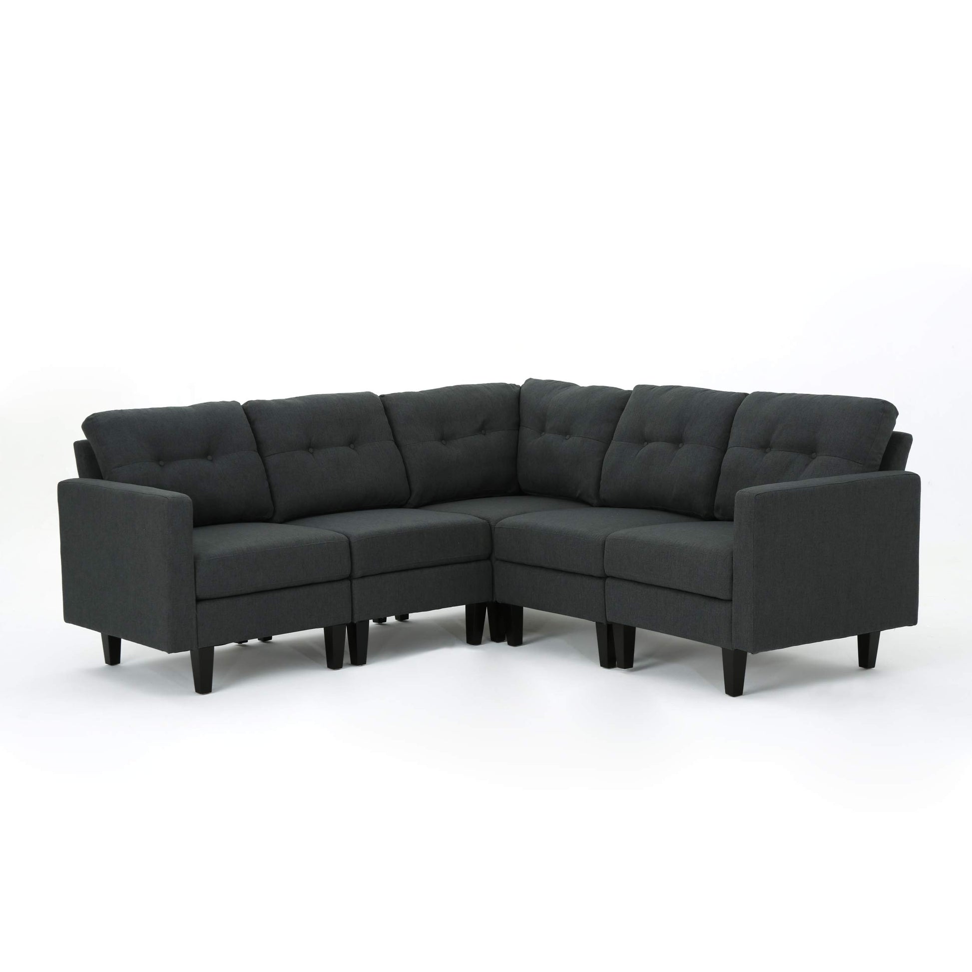 Mirod 5 Piece Upholstered Sectional Dark Gray Fabric 4 Seat