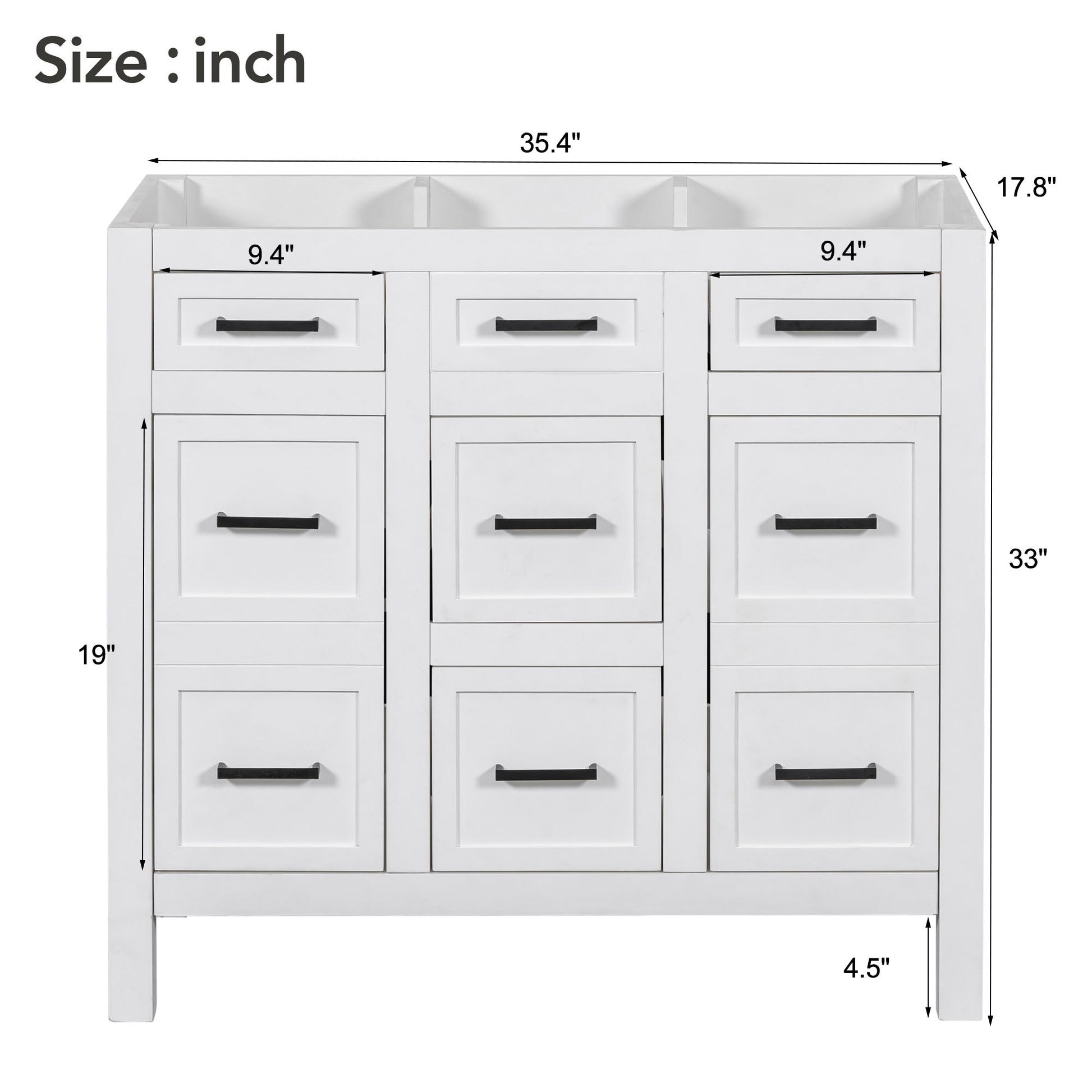 Cabinet Only 36" White Bathroom Vanity Sink Not Included White Solid Wood Mdf