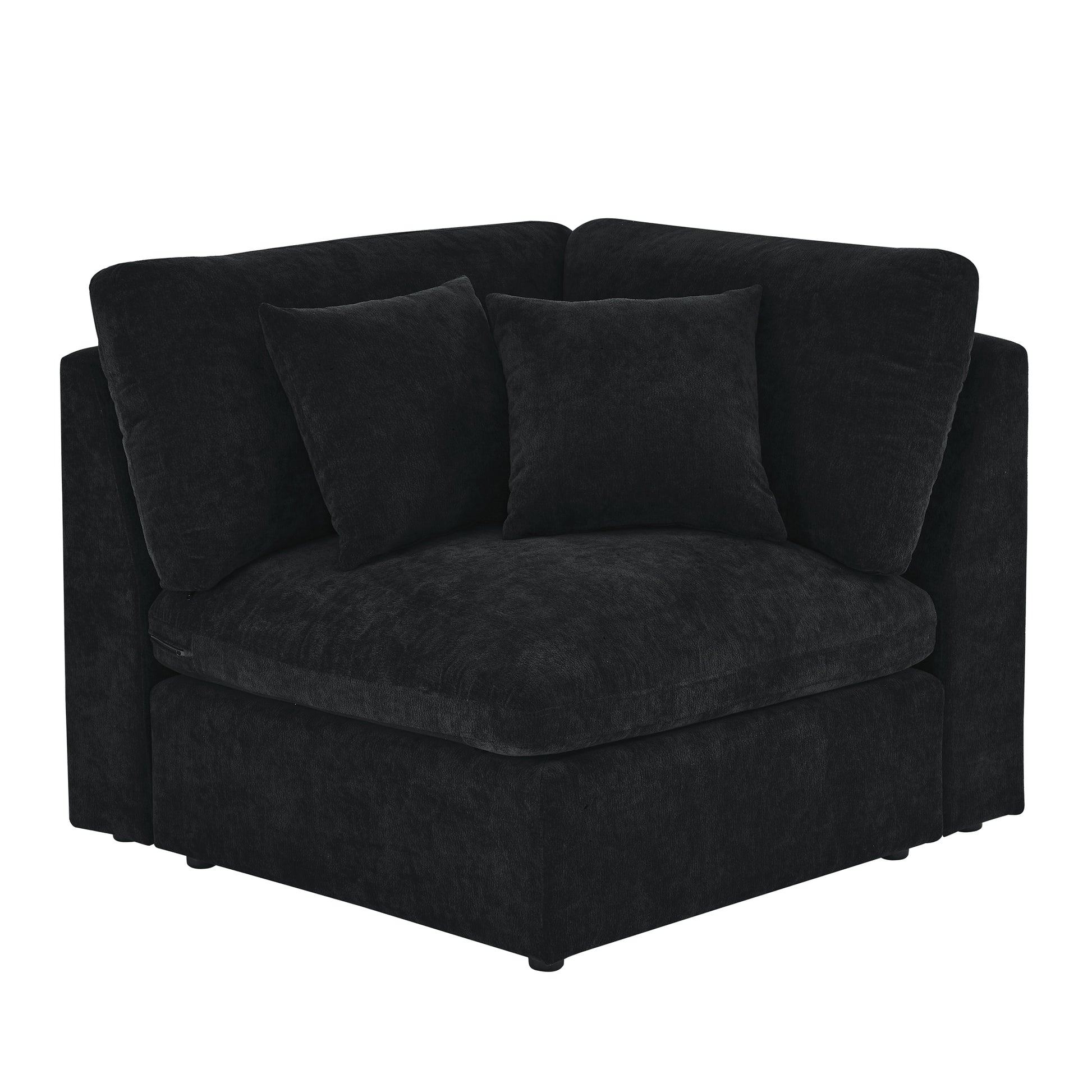 6 Seats Modular L Shaped Sectional Sofa With Ottoman,10 Pillows, Oversized Upholstered Couch W Removabled Down Filled Seat Cushion For Living Room, Chenille Black Black Chenille Wood Primary Living Space Soft Pillow Back Eucalyptus Square Arms Foam