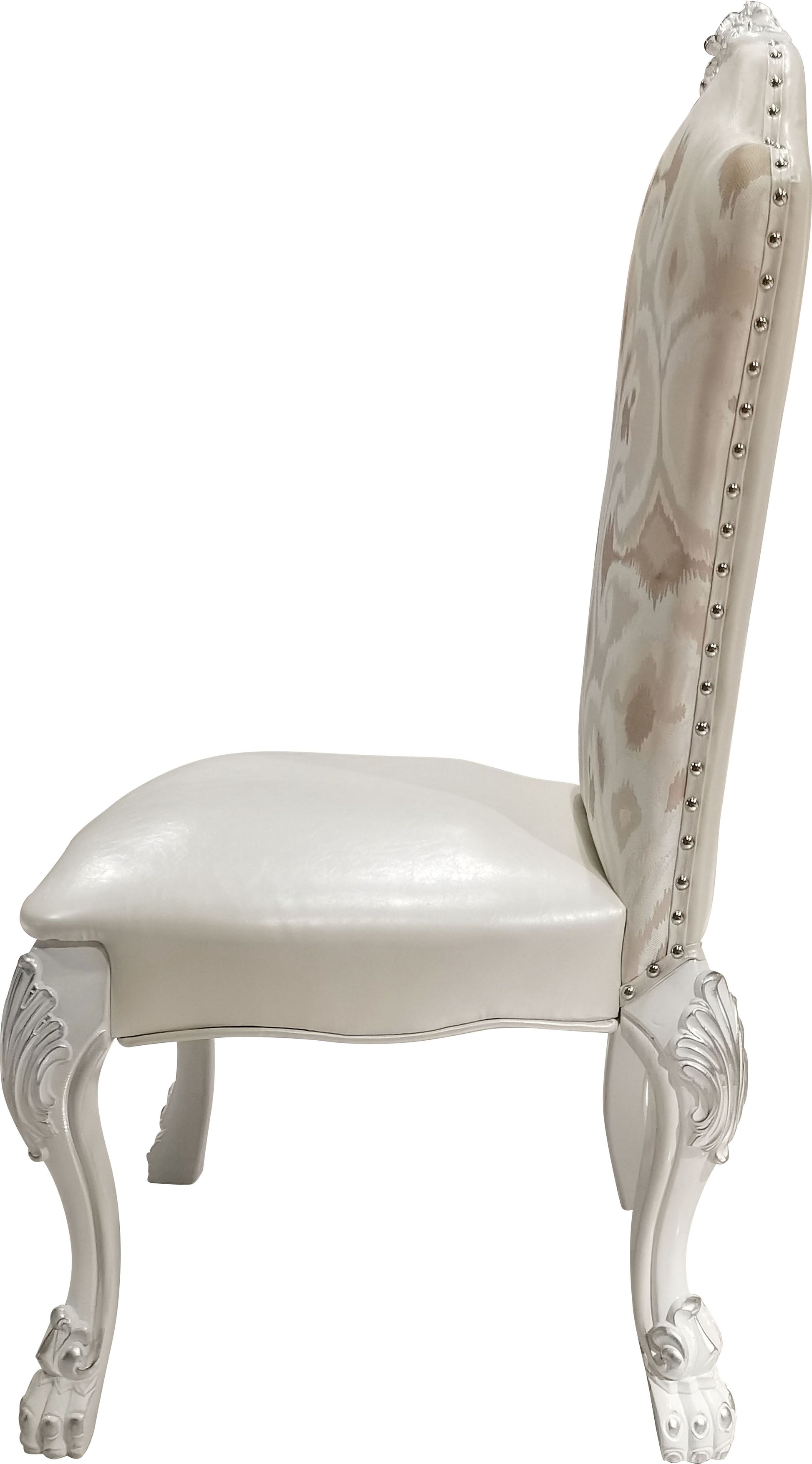 Dresden Side Chair Set 2 , Fabric & Bone White Finish Dn02242 White Fabric