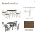 5 Piece Counter Height Dining Table Set In 2 Table Sizes With 4 Folding Leaves And 4 Upholstered Chairs For Dining Room Espresso White Gray Cushion Upholstered Chair Wood Espresso White Seats 4 Wood Dining Room Drop Leaf Folding American