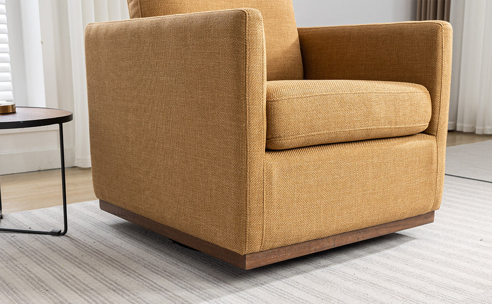 Mid Century Modern Swivel Accent Chair Armchair For Living Room, Bedroom, Guest Room, Office, Mustard Yellow 1 Mustard Yellow Linen