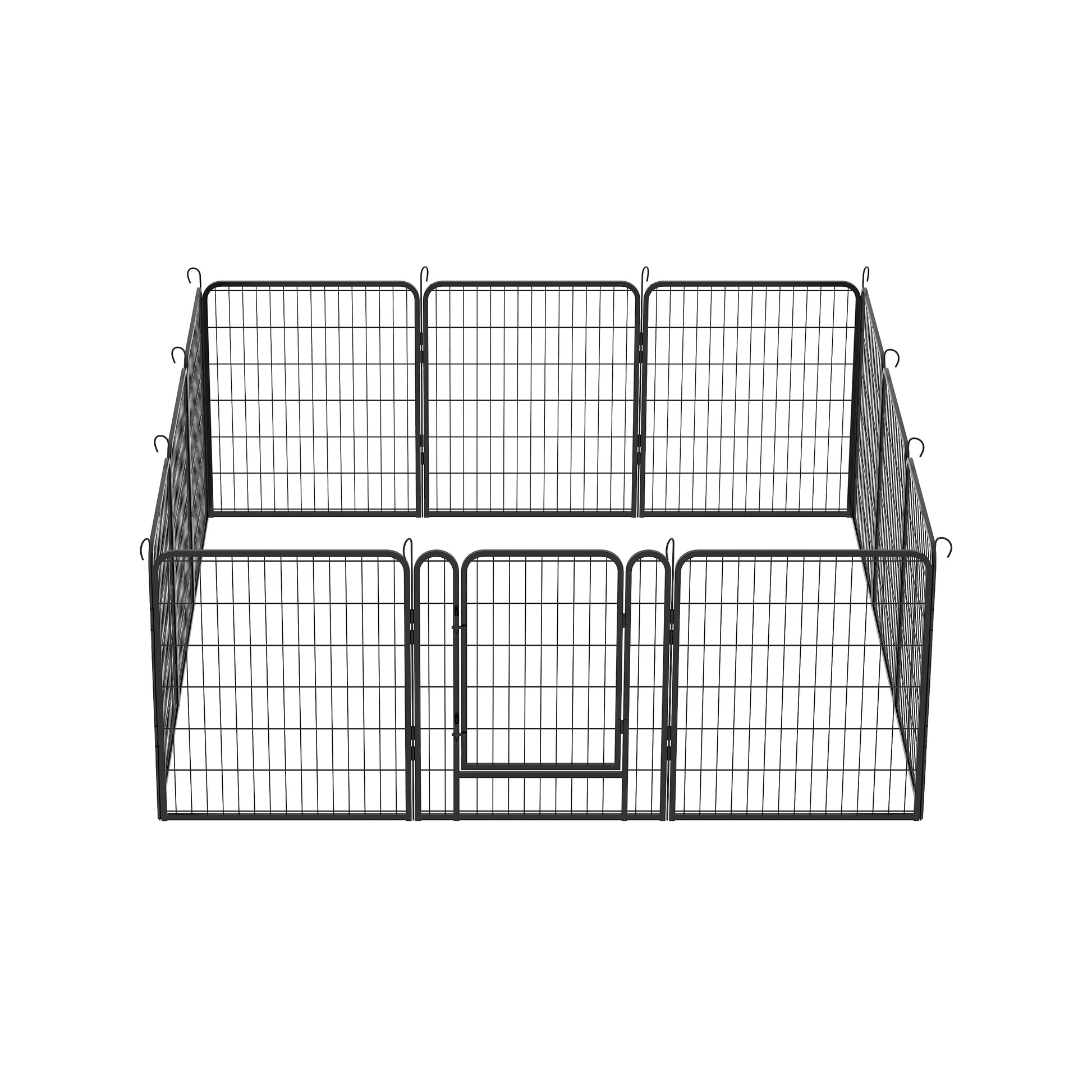 12 Panels Heavy Duty Metal Playpen With Door,31.7"H Dog Fence Pet Exercise Pen For Outdoor Black Metal