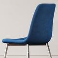 Fabric Dining Chairs Set Of 4, Upholstered Armless Accent Chairs, Classical Appearance And Metal Legs Blue Fabric